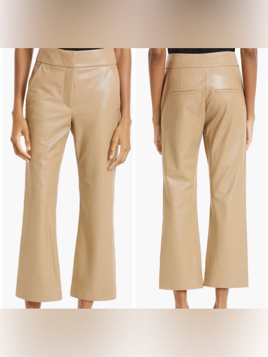 Veronica Beard High Rise Crop Faux Leather Flare Cormac Pants Size 8 Nwt $448